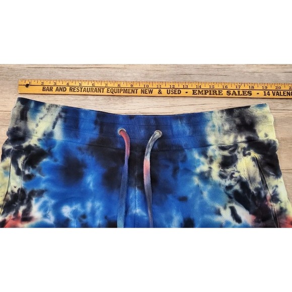 GUESS Tie Dye French Terry Cloth Sweat Shorts 7" Inseam Frayed Hem Sz L - Picture 12 of 16